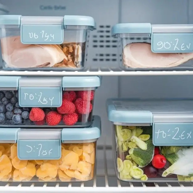 imagen con tuppers con comida  en el congelador