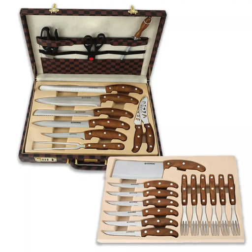 Juego de Cuchillos y Cubiertos de 25 Piezas con Maletín - Precisión y Elegancia| BronKitchen© - Bronmart