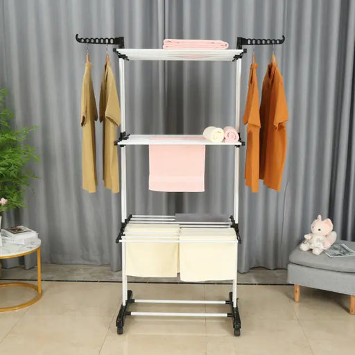 Tendedero de Ropa Plegable Vertical, Tendedero Tipo Torre Móvil - Negro | BronHome©