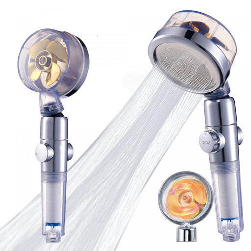 Alcachofa ducha con filtro, Cabezal de ducha con cargador turbo Color dorado | BronSpa©