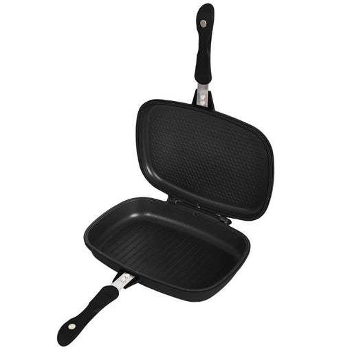 Sartén antiadherente de doble cara para preparar tortitas y tortillas para el desayuno, sartén para filetes, ideal para casa, vacaciones, fiestas y barbacoas,Sartén para parrilla, de doble cara, portátil y duradero para freír, cocina, camping
