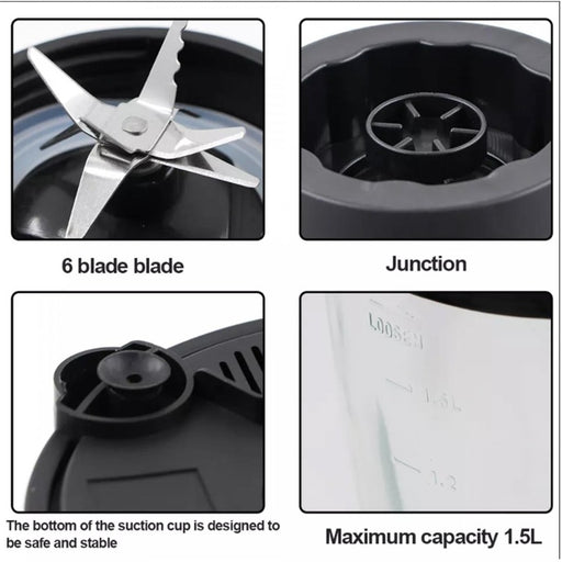 Batidora y Picadora 2 en 1 de Acero Inoxidable - Potencia 1000W, Capacidad 1.5L | Cheffinger© -Bronmart