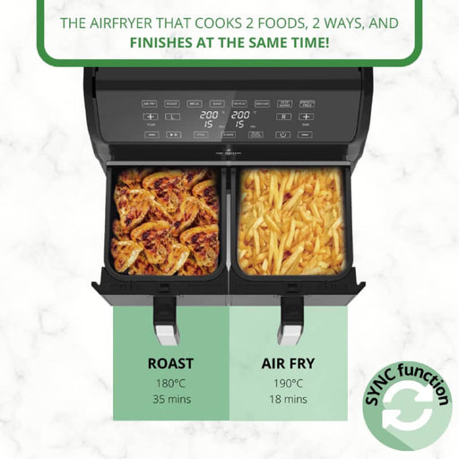 Freidora Sin Aceite Doble 8 L y 1700 W Dual Airfryer XXL 8 en1 | BronKitchen©