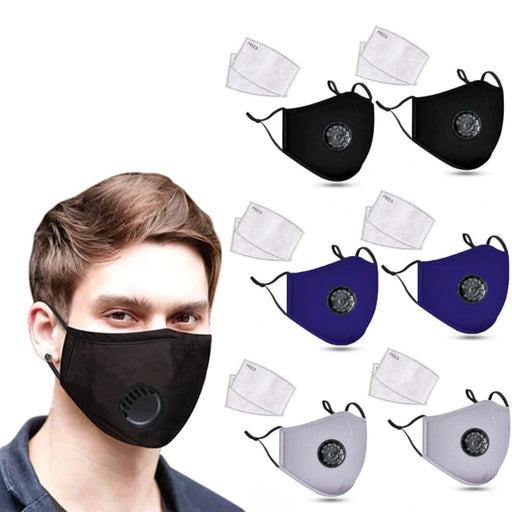 Mascarilla de algodón lavable con 2 filtros de carbón activado 6 UDS | BronHealth©