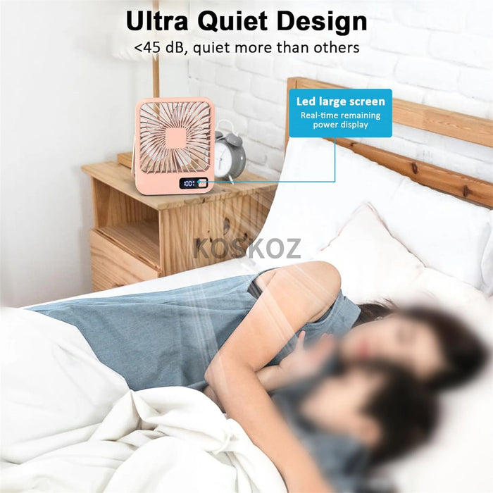 Ventilador de Escritorio Plegable USB Recargable 5 Velocidades con Pantalla Digital | BronAir©