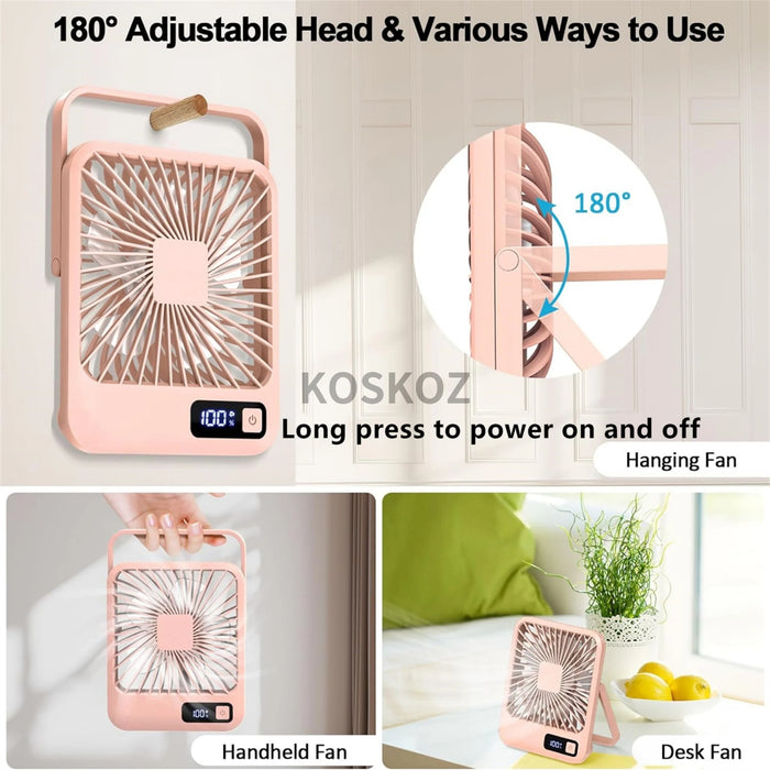 Ventilador de Escritorio Plegable USB Recargable 5 Velocidades con Pantalla Digital | BronAir©