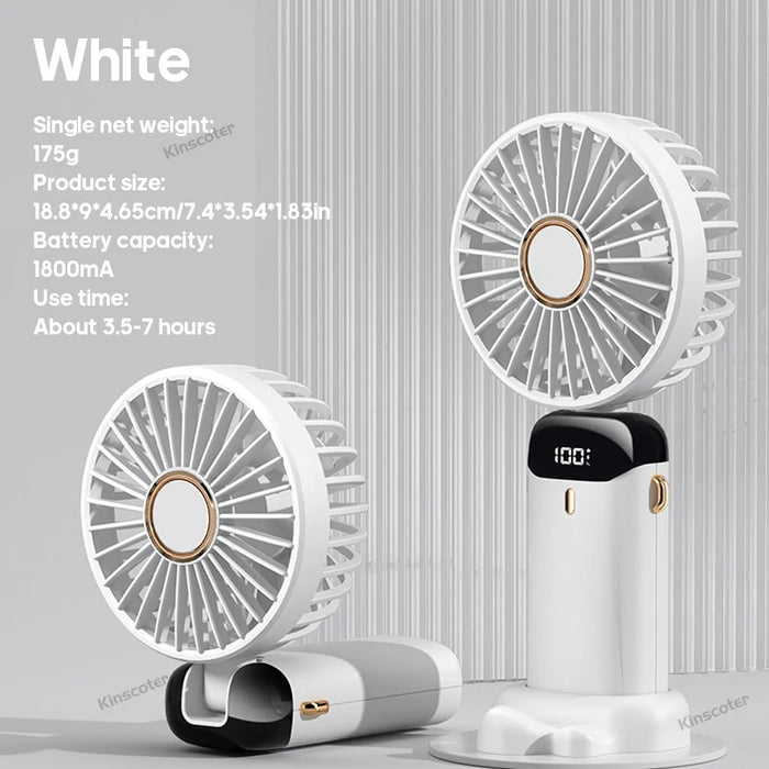 Mini Ventilador USB Portátil Plegable | 5 Velocidades Colgante Cuello Recargable Manos Libres