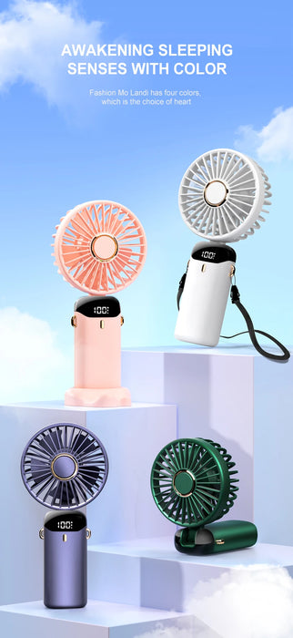 Mini Ventilador USB Portátil Plegable | 5 Velocidades Colgante Cuello Recargable Manos Libres