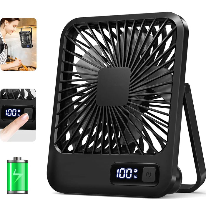 Ventilador de Escritorio Plegable USB Recargable 5 Velocidades con Pantalla Digital | BronAir©