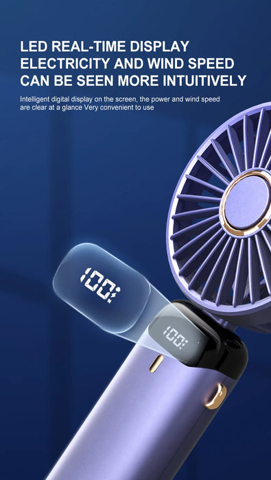 Mini Ventilador USB Portátil Plegable | 5 Velocidades Colgante Cuello Recargable Manos Libres