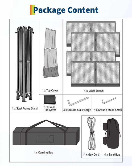 Carpa Portátil 3x3M Impermeable con Mosquitera UV50+