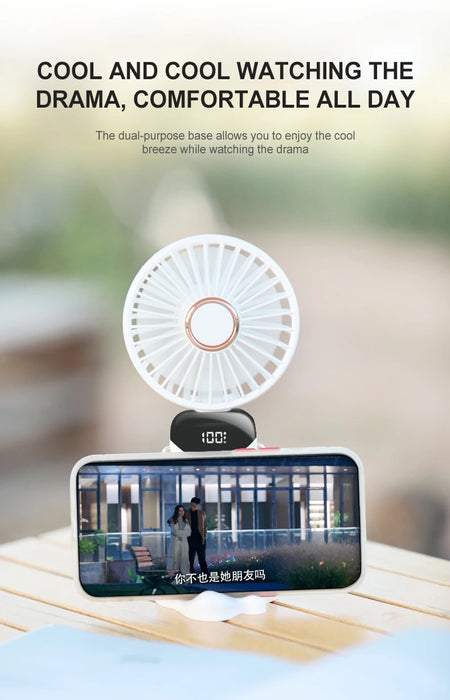Mini Ventilador USB Portátil Plegable | 5 Velocidades Colgante Cuello Recargable Manos Libres