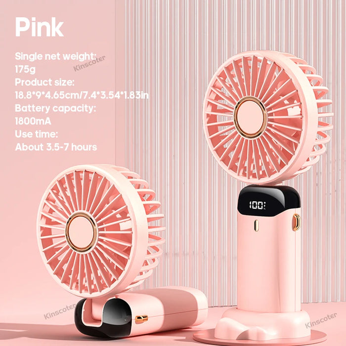 Mini Ventilador USB Portátil Plegable | 5 Velocidades Colgante Cuello Recargable Manos Libres