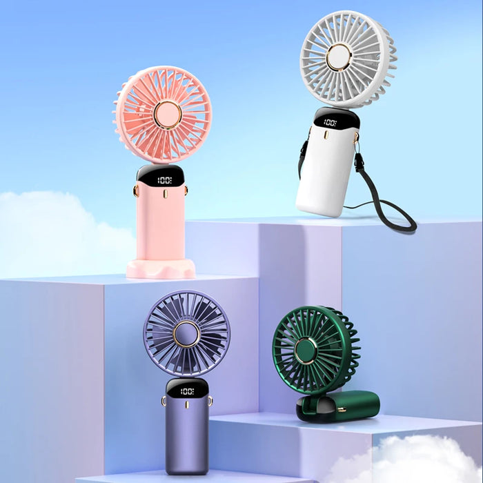 Mini Ventilador USB Portátil Plegable | 5 Velocidades Colgante Cuello Recargable Manos Libres