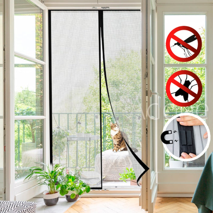 Mosquitera cortina para puerta magnética sin atornillado