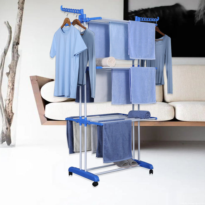 Wäscheständer, zusammenklappbarer Turm, Blau, Bronmart-Bild