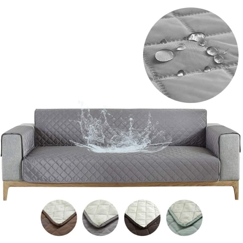 Funda de sofá impermeable, con bolsillos de almacenamiento Con Chaise Longue-  Negro